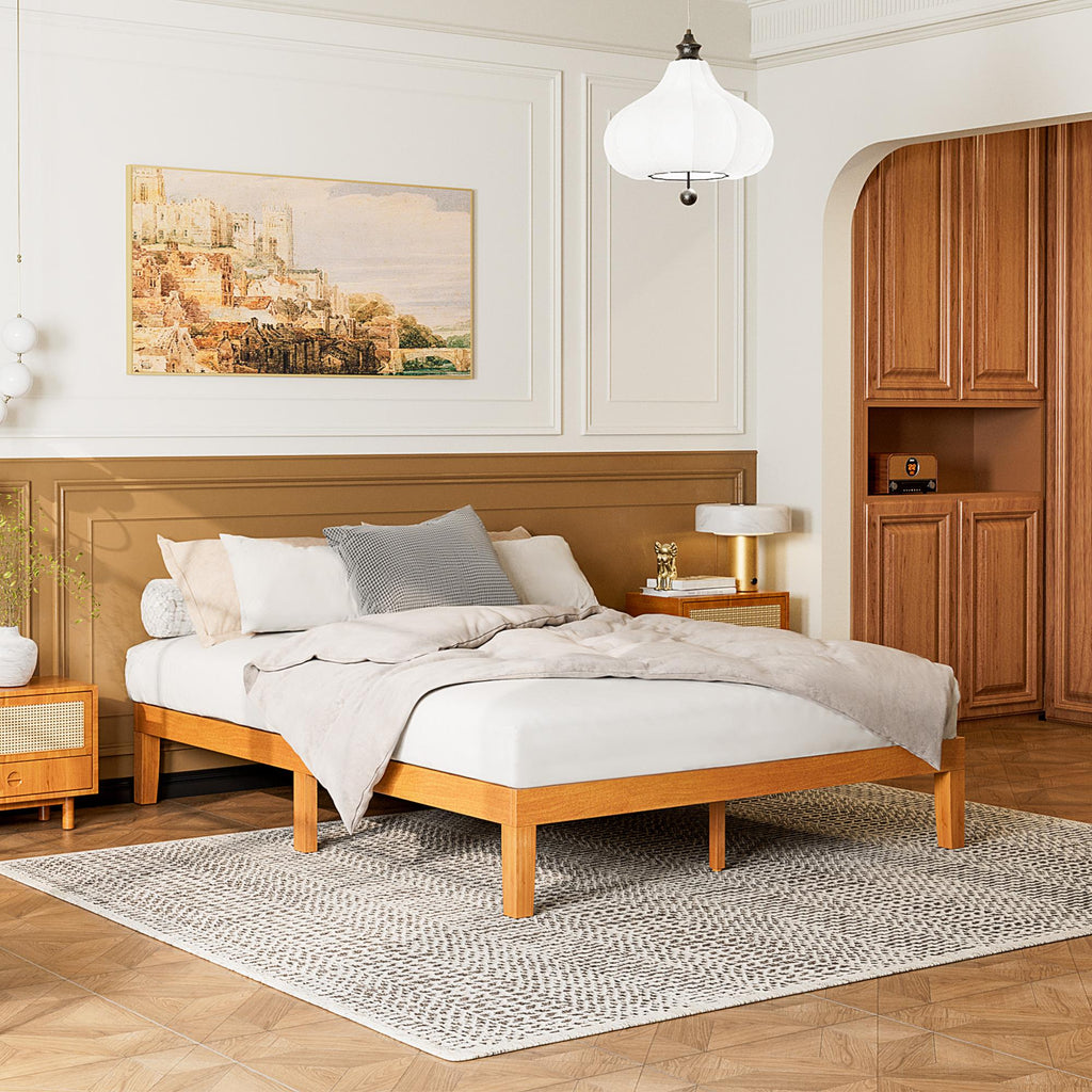 Base de cama de madera con láminas y sin cabecero — King