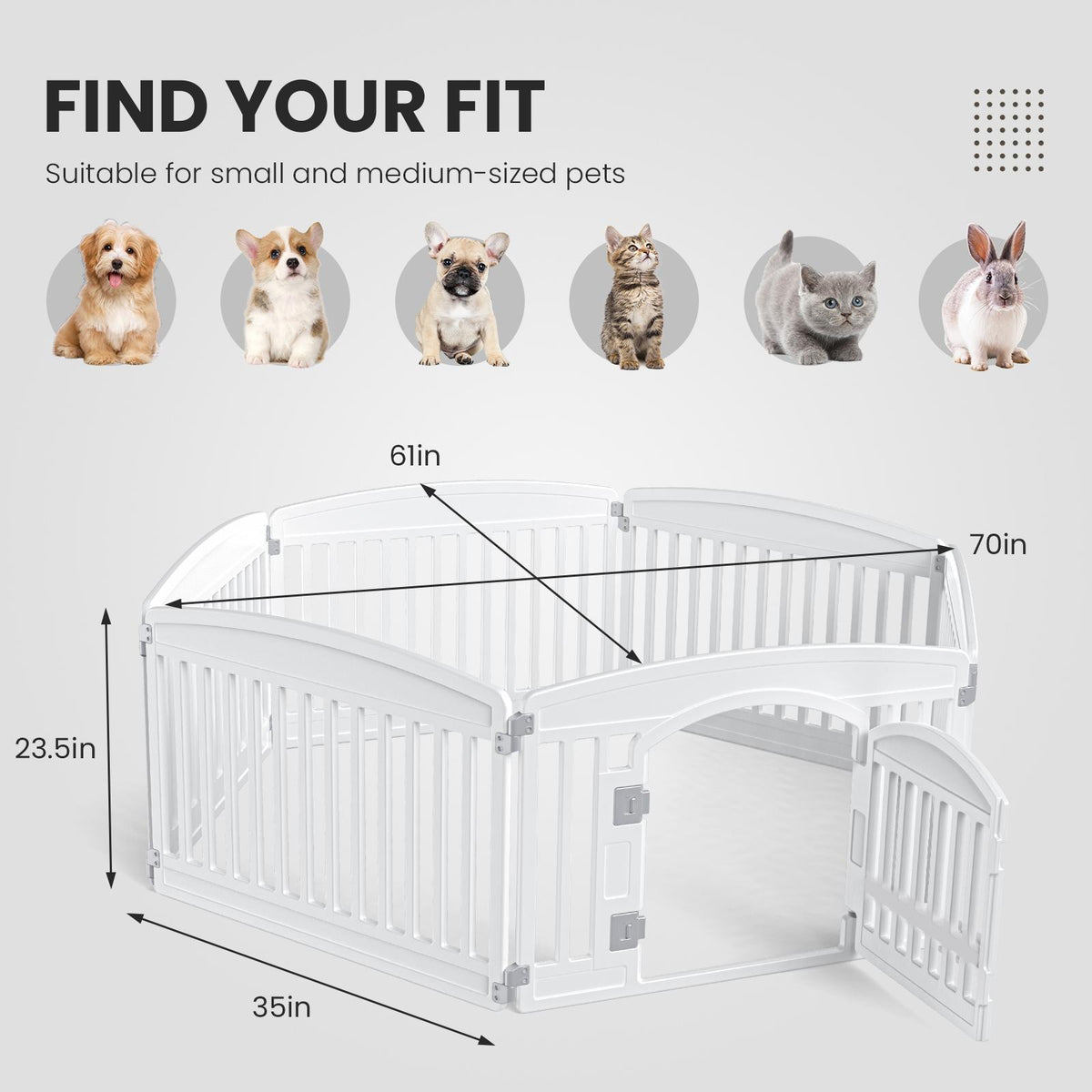 Corral plegable para perros blanco, 6 paneles