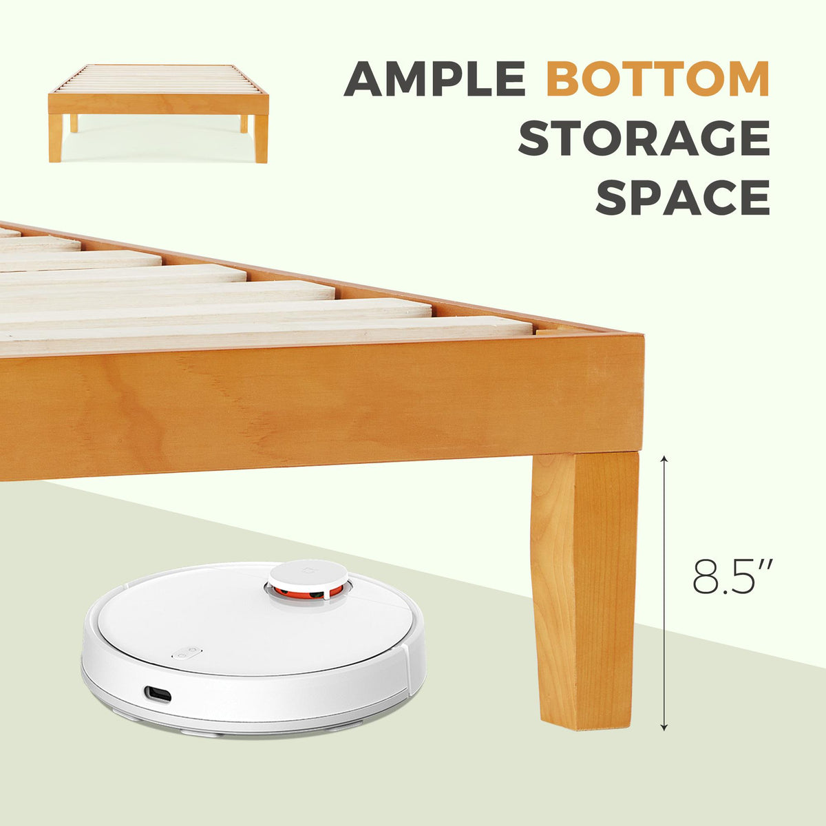 Base de cama de madera con láminas y sin cabecero — Twin