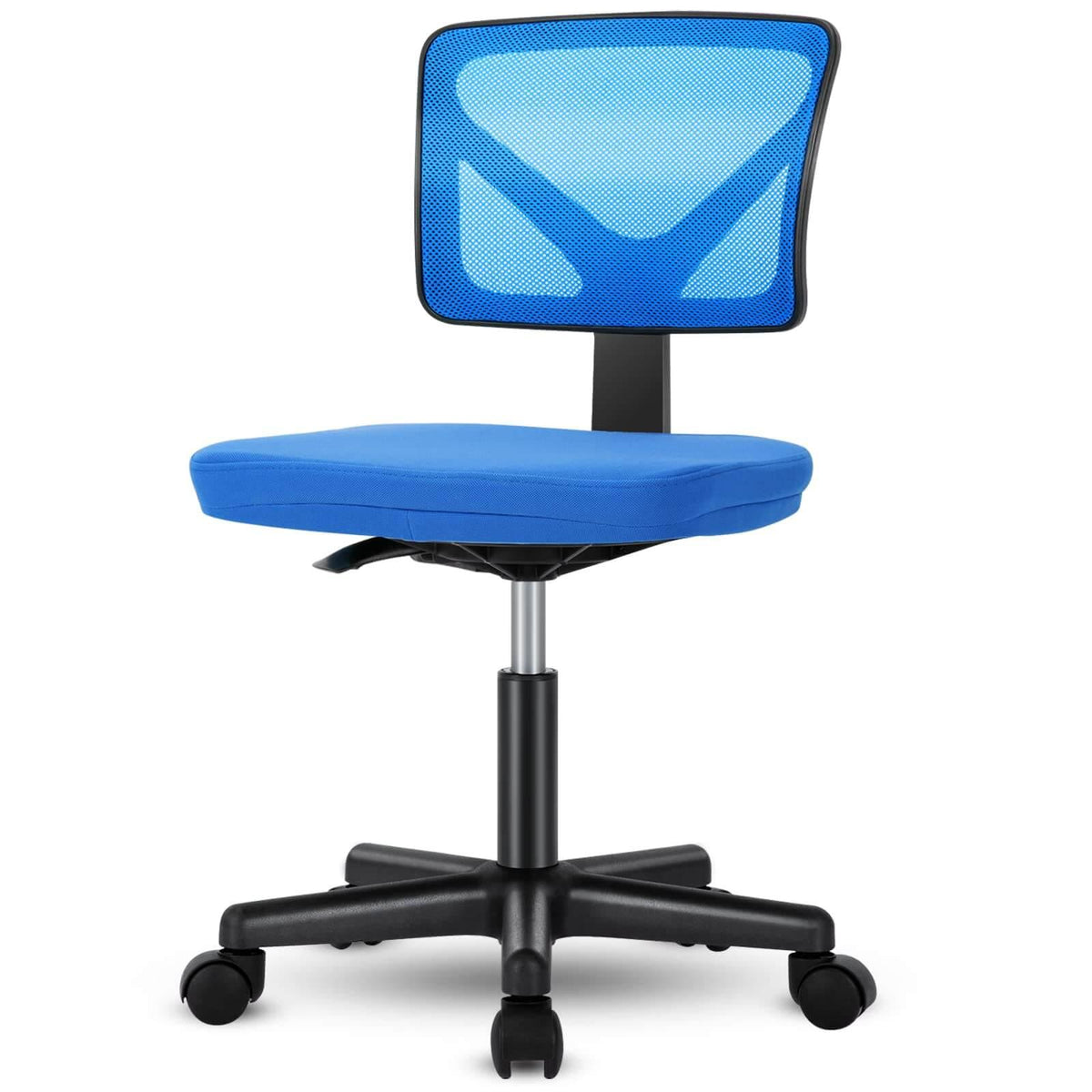 Silla de oficina de malla sin brazos — azul