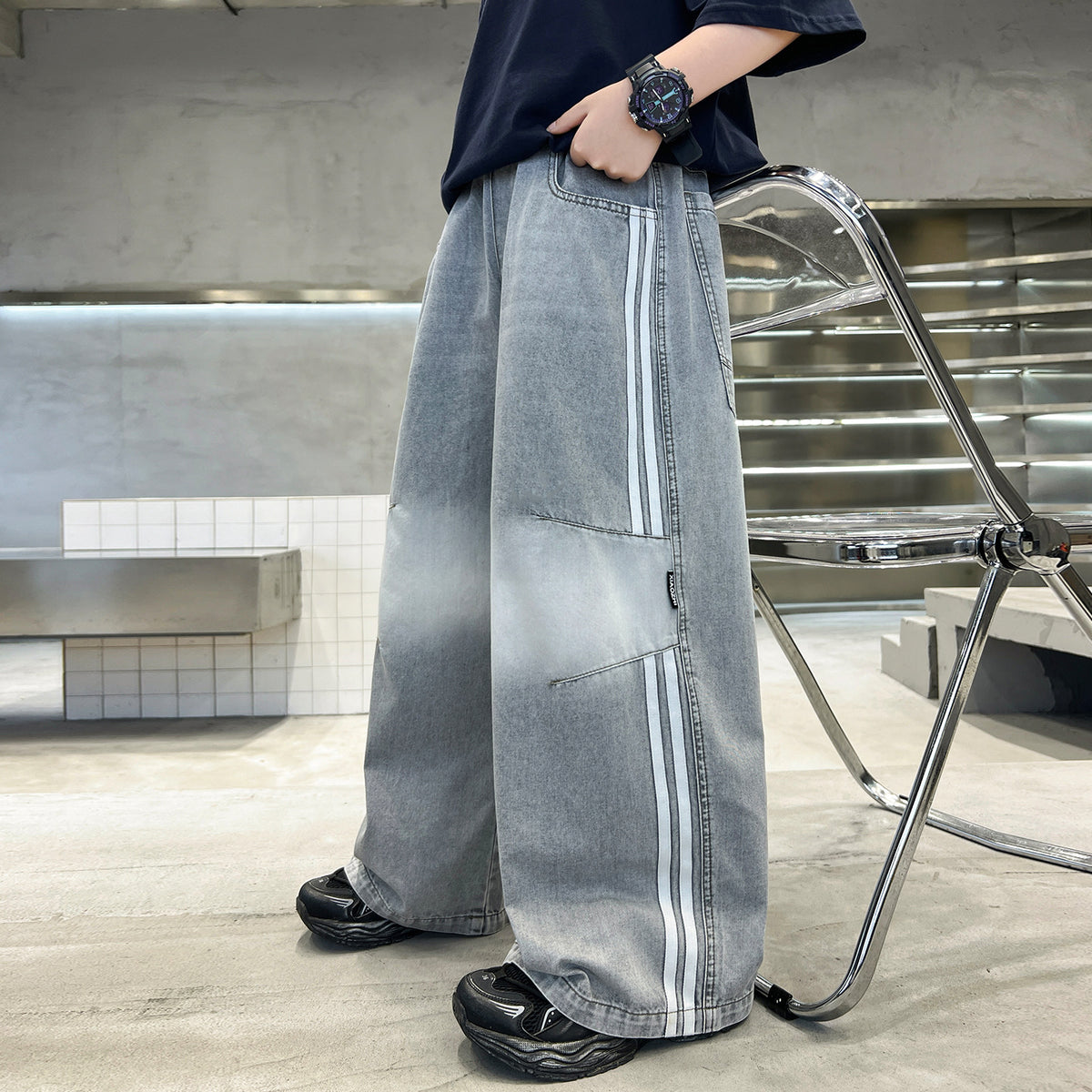Casual Boys Denim Pants Loose Straight Leg Summer Thin Anti-Mosquito Pants