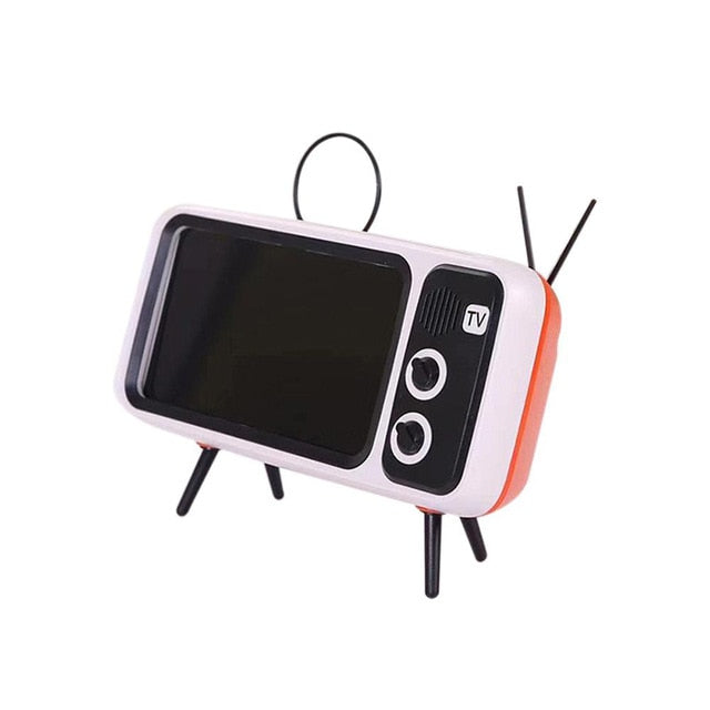 Soporte para teléfono con diseño de televisor retro