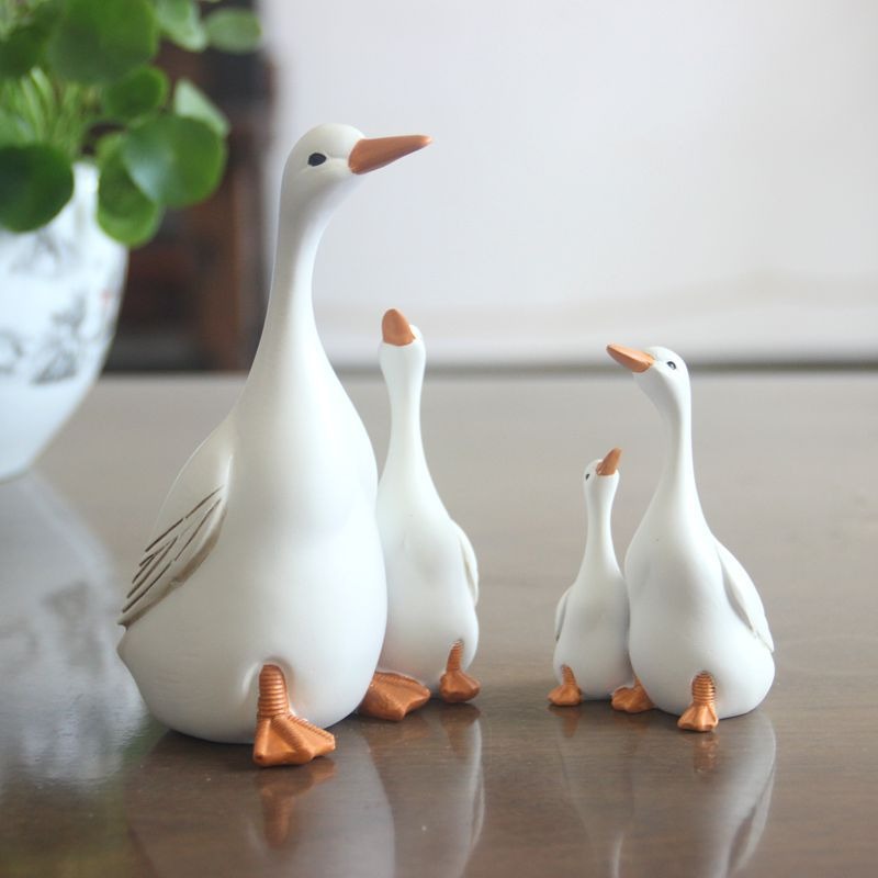 Figuras decorativas de pato con crías para jardín
