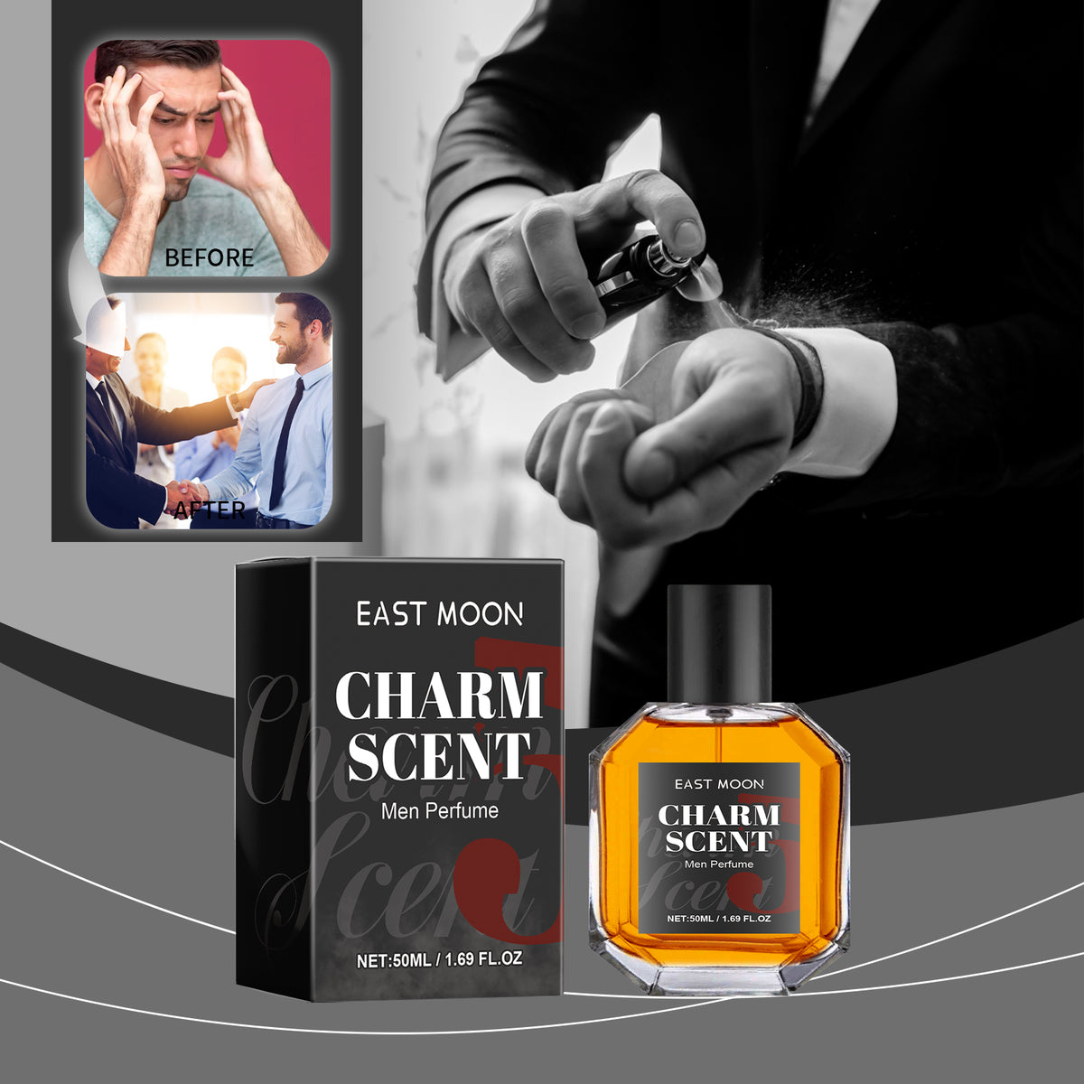 Men's Perfume, Long Lasting Light Fragrance Wood Fragrance Fresh Natural Release Men's Charm Perfume
