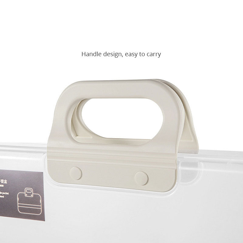 Caja portátil transparente para papelería
