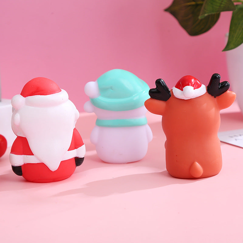 Squinting Christmas toys squeezing Christmas toys pinching and laughing toys staring and relieving stress