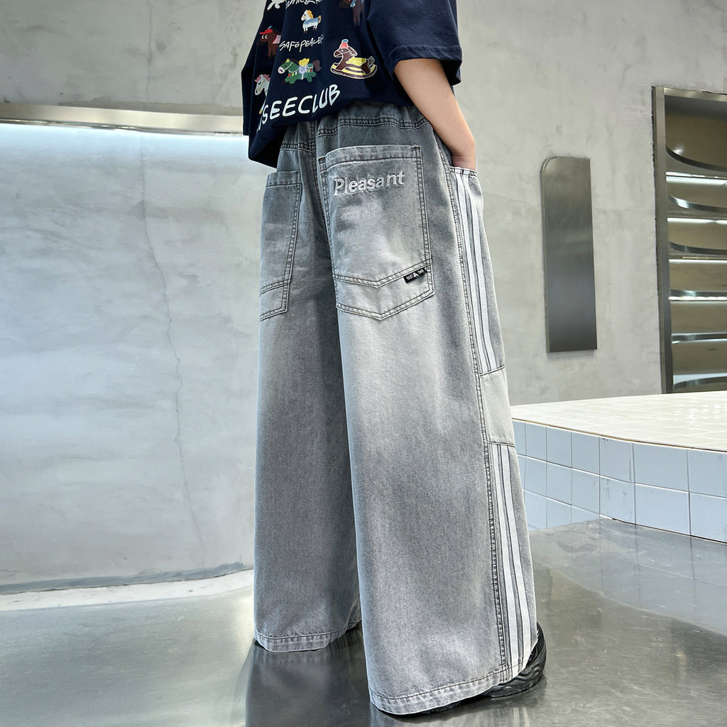 Casual Boys Denim Pants Loose Straight Leg Summer Thin Anti-Mosquito Pants