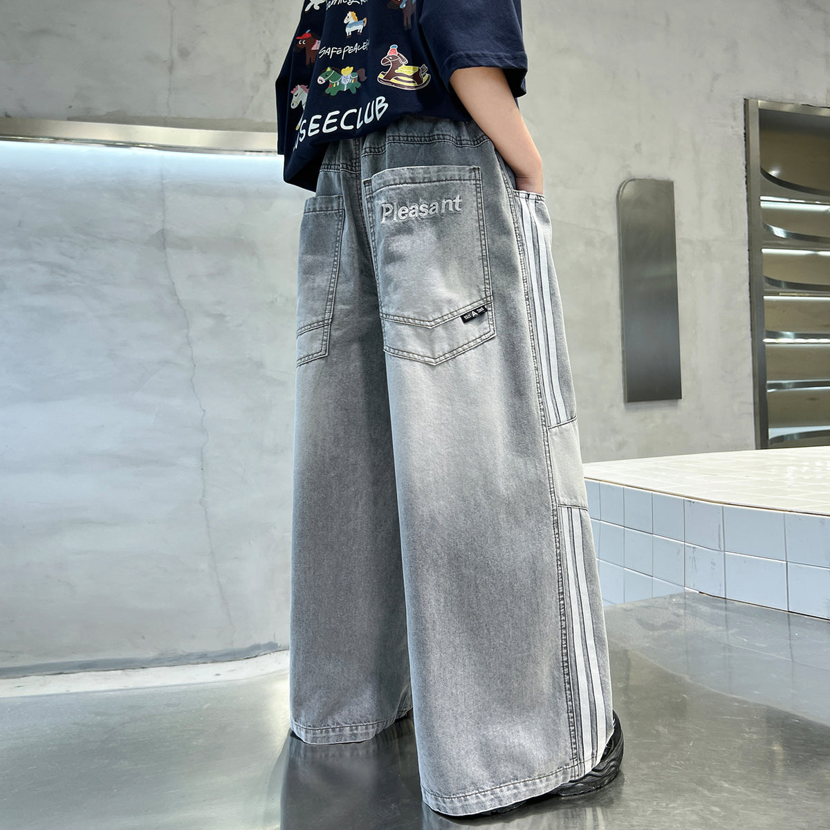 Casual Boys Denim Pants Loose Straight Leg Summer Thin Anti-Mosquito Pants