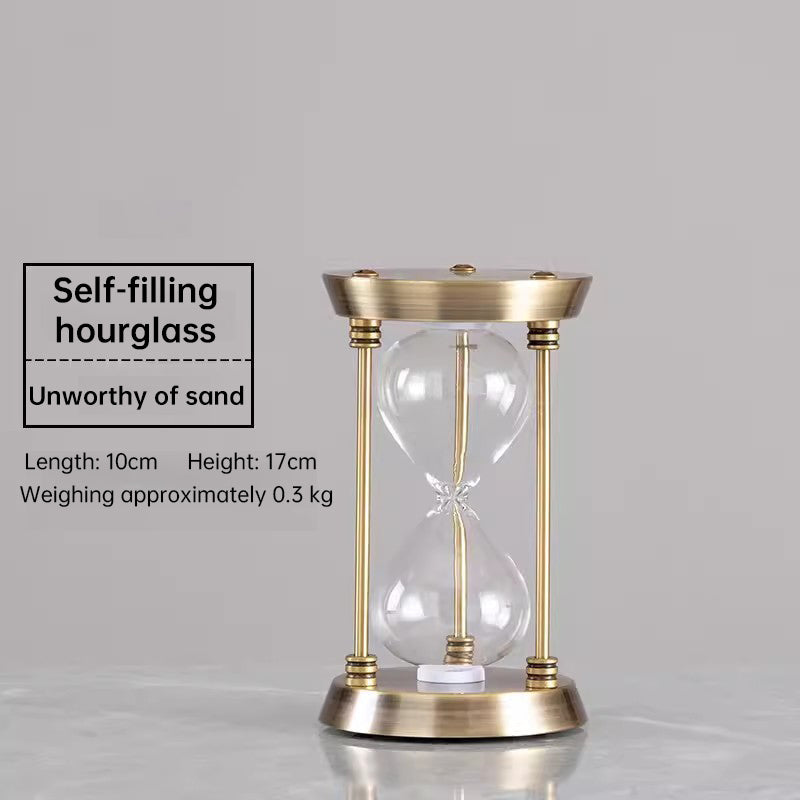 Reloj de arena decorativo con soporte de metal