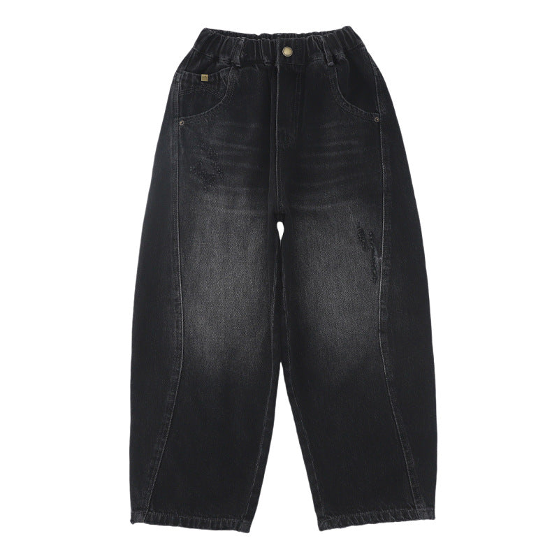 Boys Casual Denim Jeans Loose Straight Leg Long Pants