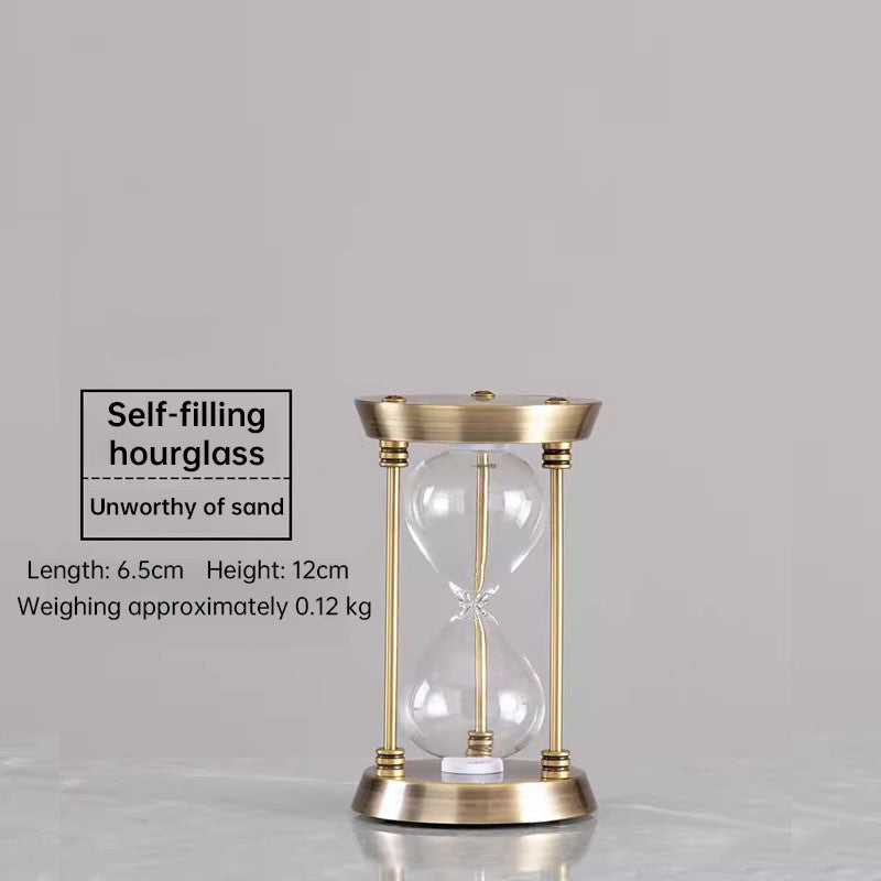 Reloj de arena decorativo con soporte de metal