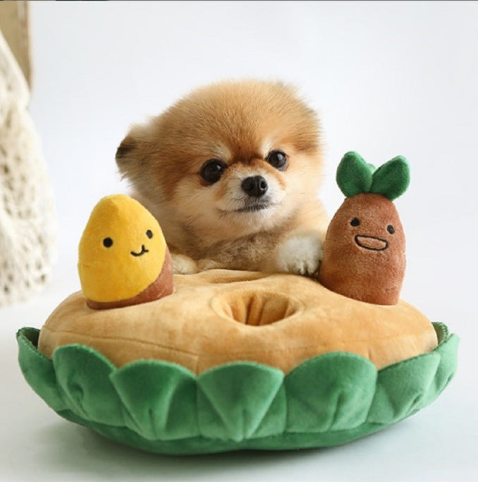 Juguete de peluche para perros con forma de batata