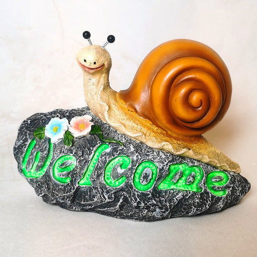 Adorno de caracol con bienvenida para jardín
