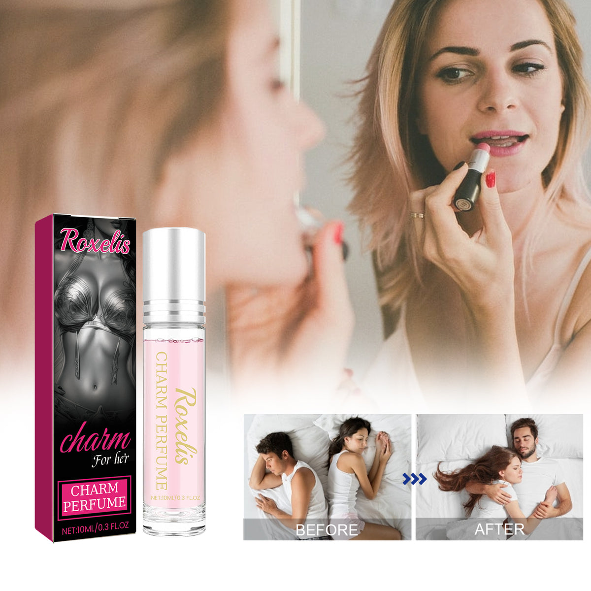 Charm Perfume, Women With Light Fragrance Wrist Neck Legs Lovers Body Fragrance Natural Clear