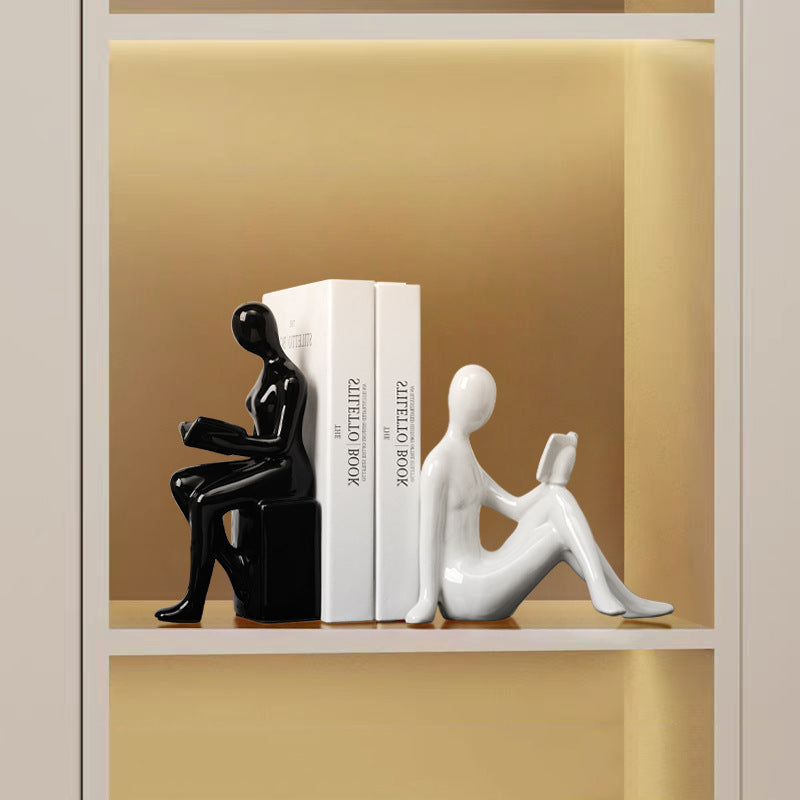 Sujetalibros decorativos de cerámica con figuras
