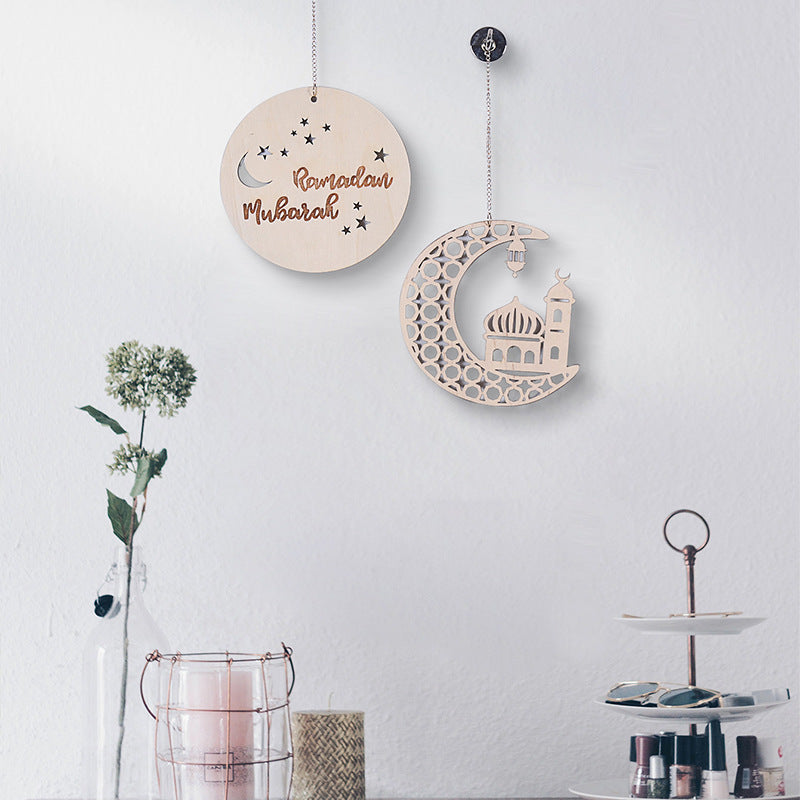 Adorno de pared de madera con diseño de luna