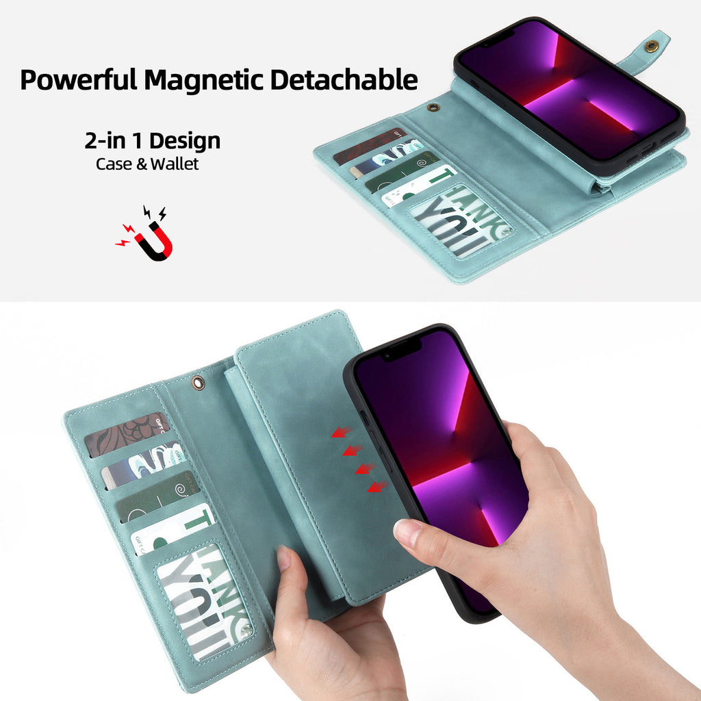 Funda cartera multifunción en PU para iPhone