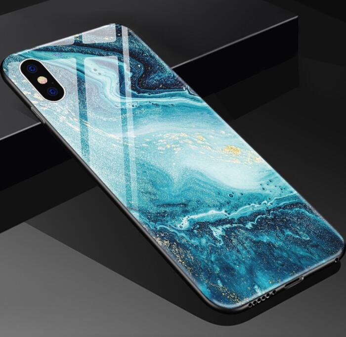 Funda efecto mármol con vidrio templado para iPhone