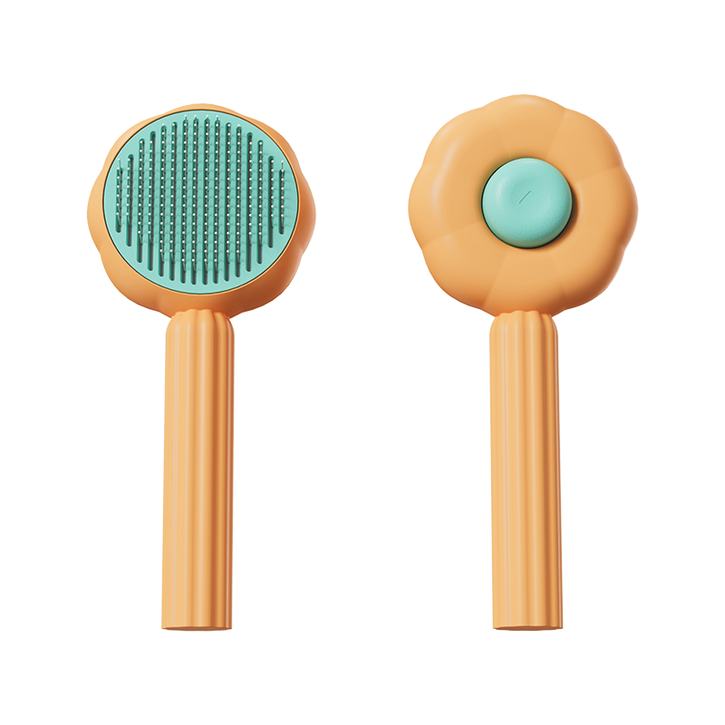 Cepillo autolimpiante para mascotas con diseño de girasol