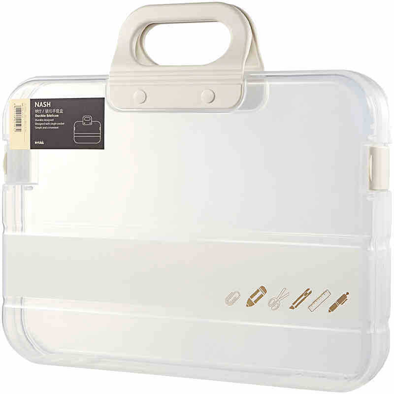 Caja portátil transparente para papelería
