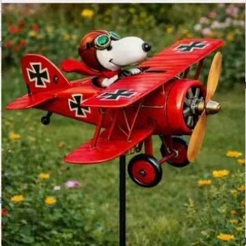 Pilot Snoopy Garden Windmill Metal Outdoor Garden Decoration