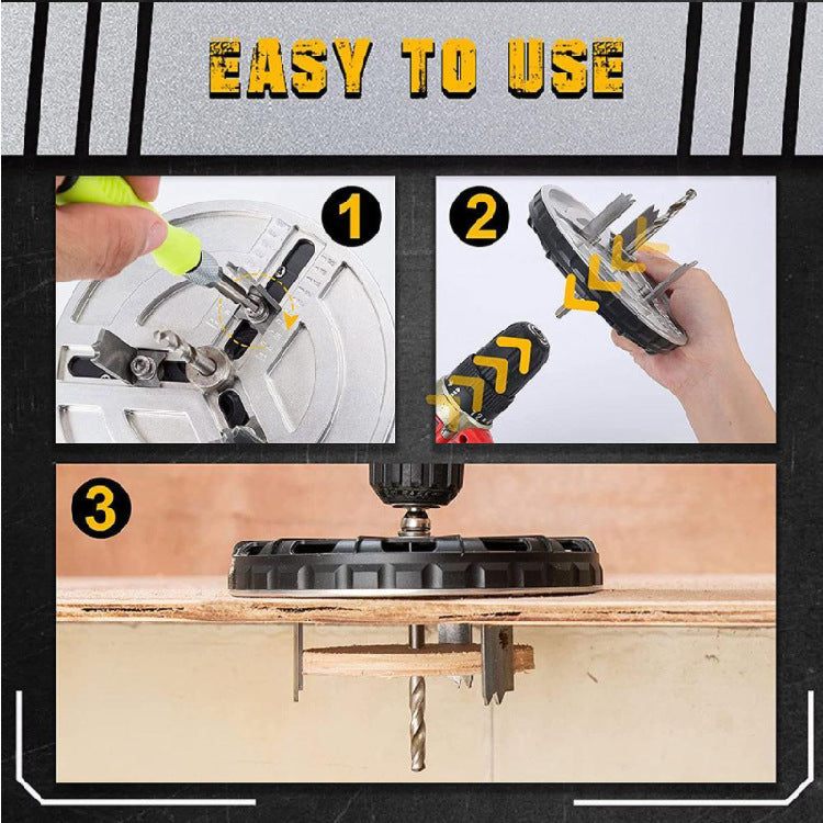 Sierra ajustable para perforaciones con tres cuchillas