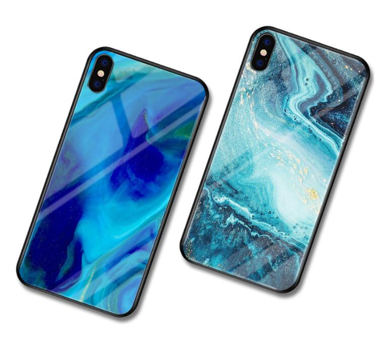 Funda efecto mármol con vidrio templado para iPhone