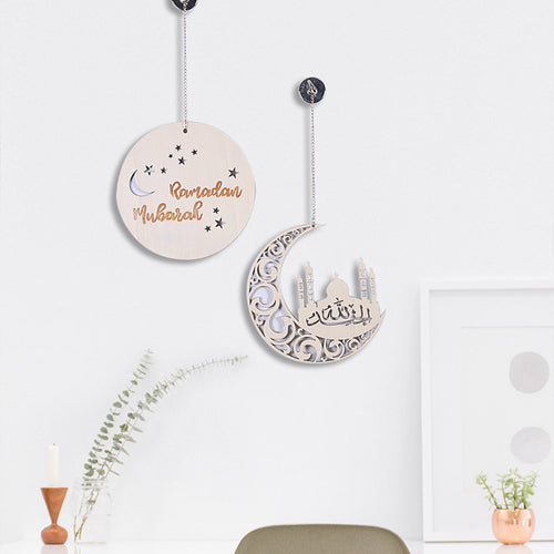 Adorno de pared de madera con diseño de luna