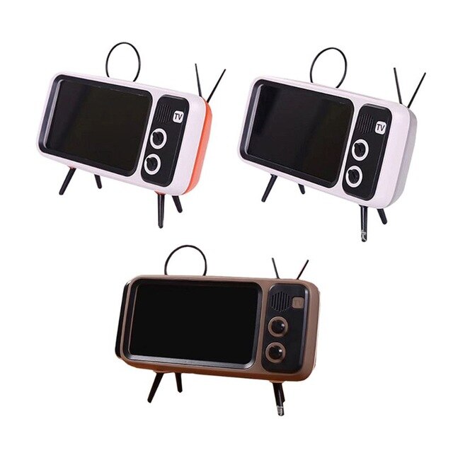 Soporte para teléfono con diseño de televisor retro