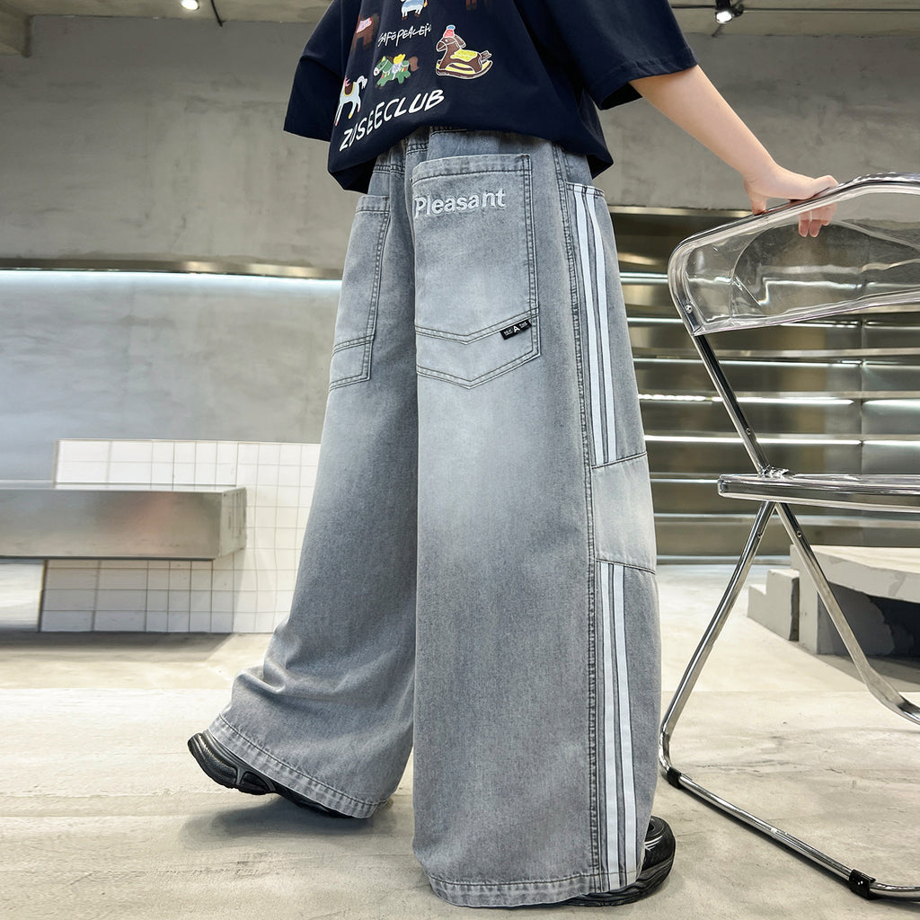 Casual Boys Denim Pants Loose Straight Leg Summer Thin Anti-Mosquito Pants