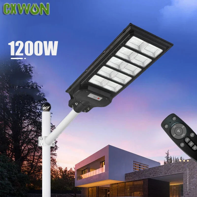 Solar Street Light Outdoor 800W 1000W 1200W Waterproof Remote Control Motion Sensor Wall Lamp for Garden Patio Path Road