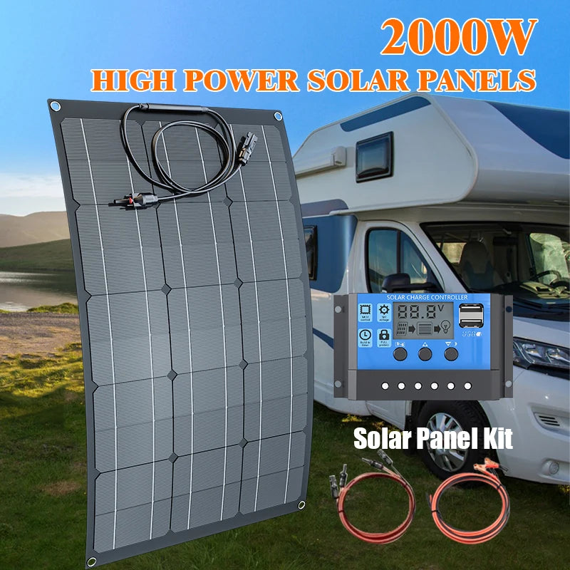 12V 2000W 500W Professional Flexible Solar Panel Heavy Duty Waterproof Bendable Design for RV Boat and Off Grid Power Systems