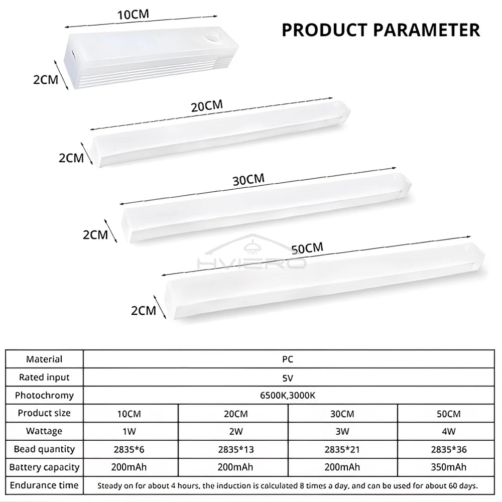 Barra LED recargable con sensor de movimiento
