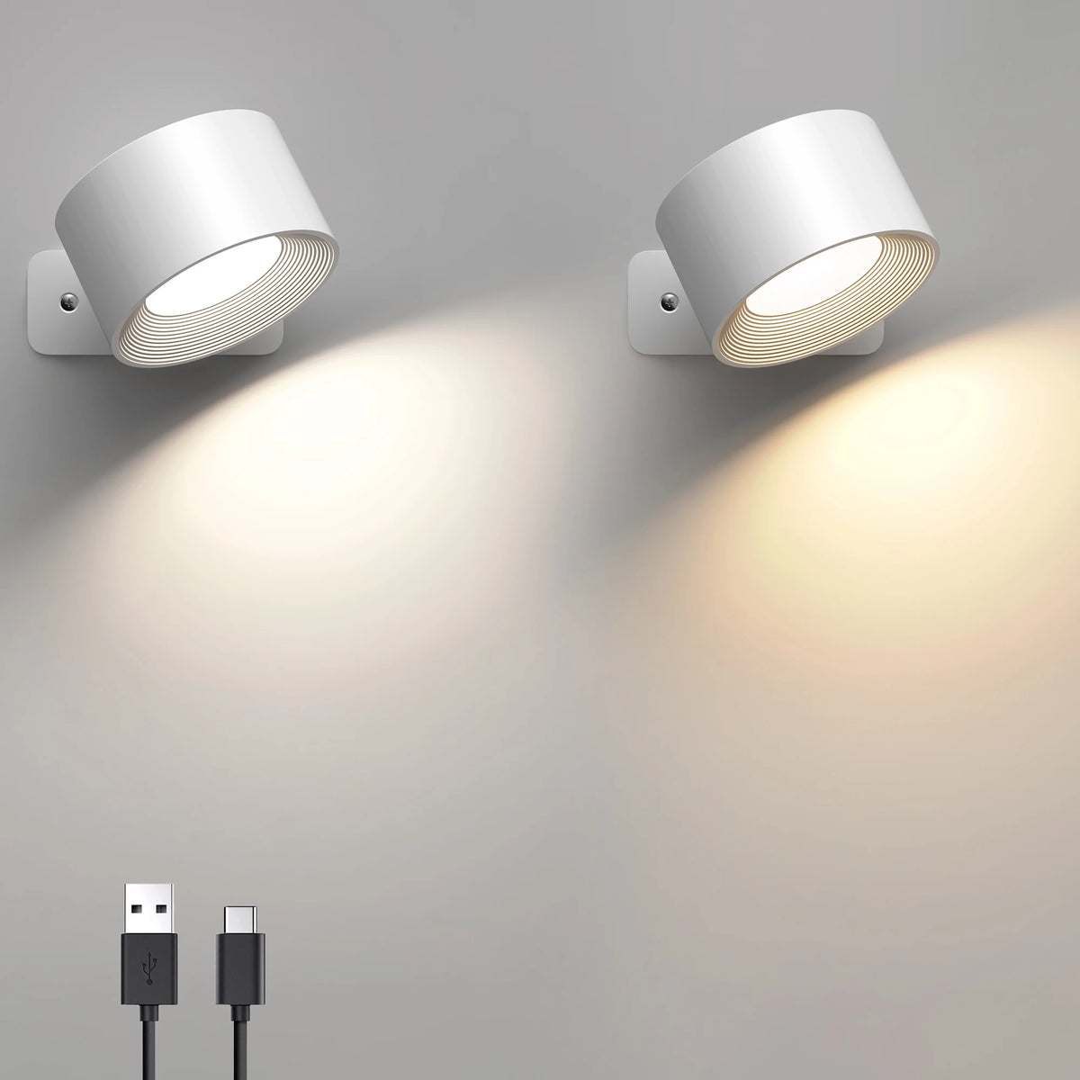 LED Indoor Wall Lamps with 2000mah Rechargeable Battery 360 Rotation Wall Light Adjustable Modern Nordic Fixtures Bedroom Decor