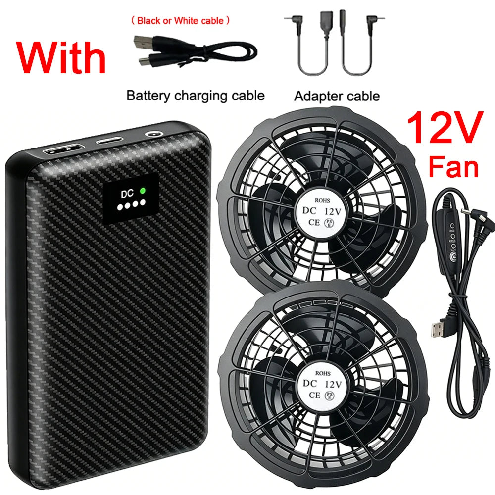 Portable Mobile External Spare Battery 30000mAh or 40000mAh DC Power Bank 5V 12V Vest Cooling Fan Outdoor PowerBank Batteries