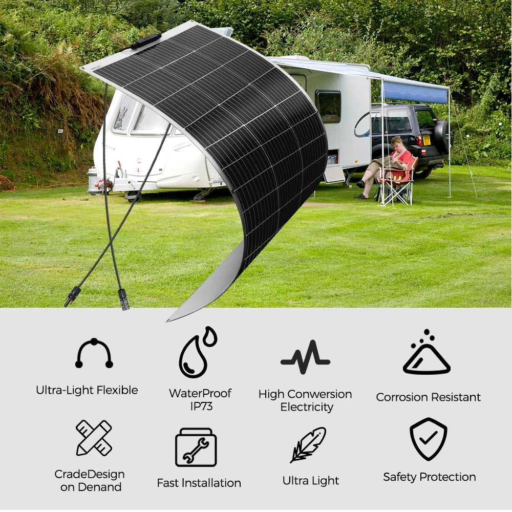 Solar Panel 18V 120W 240W 360W 1200W Flexible Solar Panels Power 12V 24V Charging for Balcony Light Car Motorhome Boat Yacht