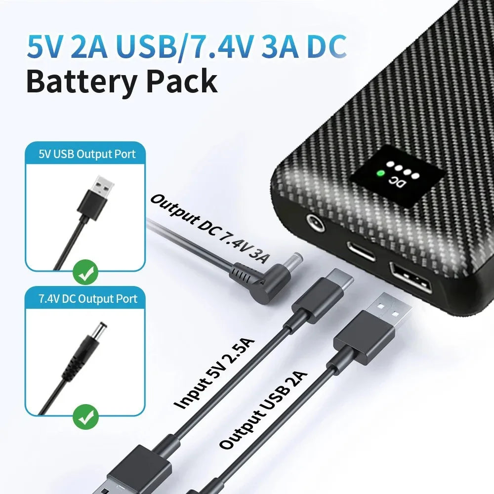 Portable Mobile External Spare Battery 30000mAh or 40000mAh DC Power Bank 5V 12V Vest Cooling Fan Outdoor PowerBank Batteries
