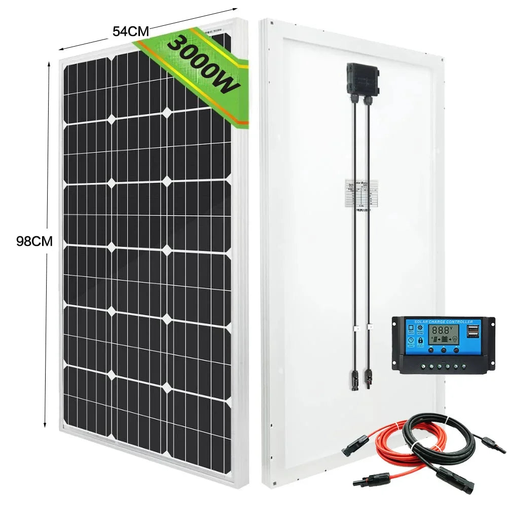 3000W Ultra High Power Solar Panel 12V-24V Efficient Charging for Outdoor Household/Camping Solar Power Generation System