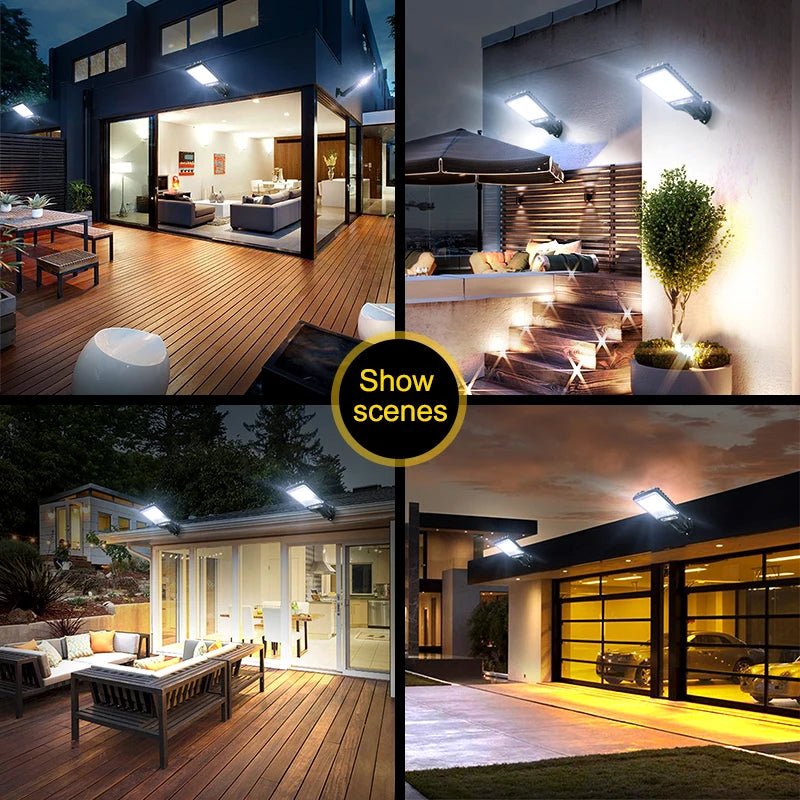 Solar Street Lights Outdoor 108COB LED With Lights Reflector And 3 Lighting Modes, PIR Motion Sensor Floodlight