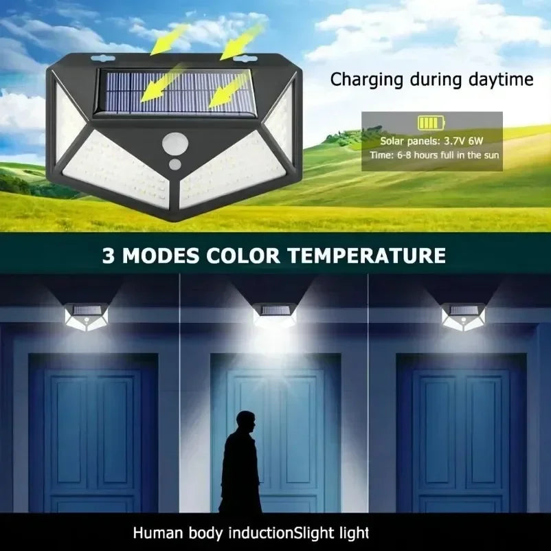 Lámpara solar LED para exterior con sensor de movimiento