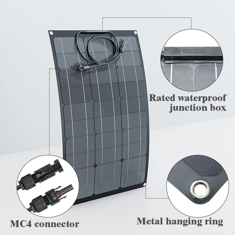 12V 2000W 500W Professional Flexible Solar Panel Heavy Duty Waterproof Bendable Design for RV Boat and Off Grid Power Systems