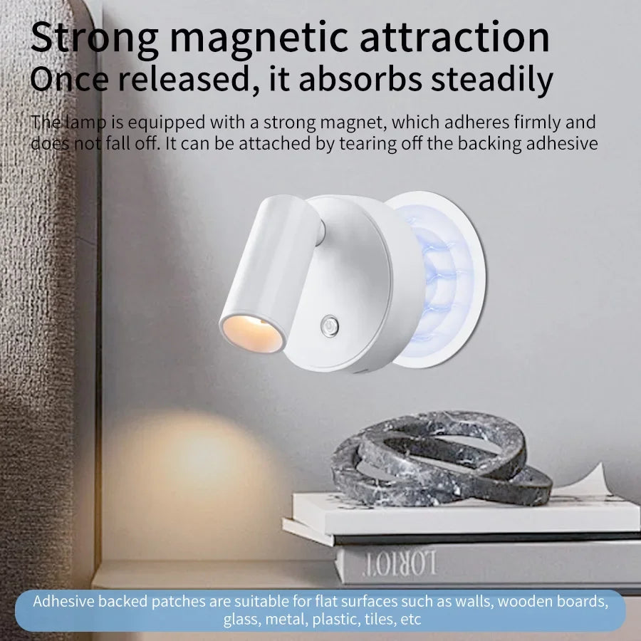 LED Night Lights Indoor Wall Lamp USB Rechargeable Night Lamp 3 Light Color Wall Light Touch Switch Bedroom Decor Wall Sconces