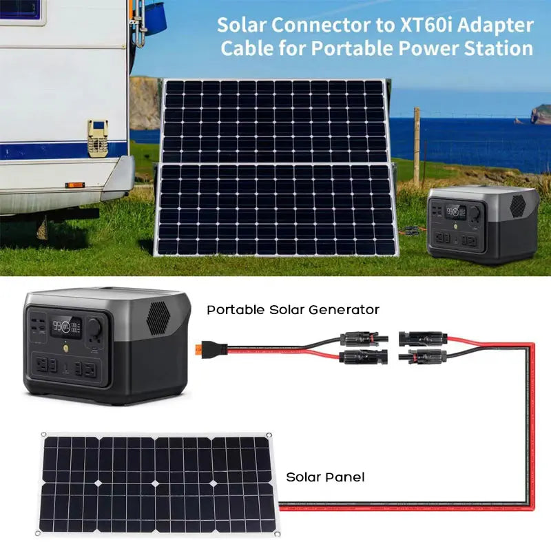 2m/6.5FT Solar Panel to XT60i-F Cable for EcoFlow Delta 2/2 Max/Pro/Pro 3/3 Plus River 2/2Pro/2 Max/3/3 Plus Power Stations.