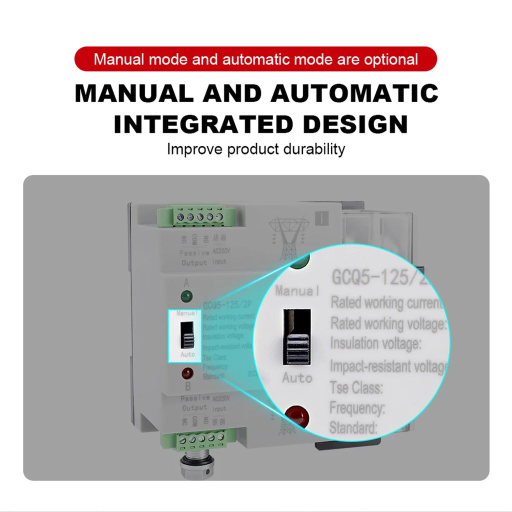 ATS Automatic Transfer Switch Backup Power 2P 4P AC 220V AC 110V Uninterrupted Dual Power Automatic Switching and Self Recovery