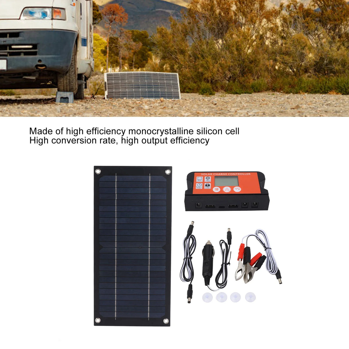 Solar Panel  Eco Friendly 100A Portable Solar Panel Kit High Output Efficiency Monocrystalline Silicon for RV