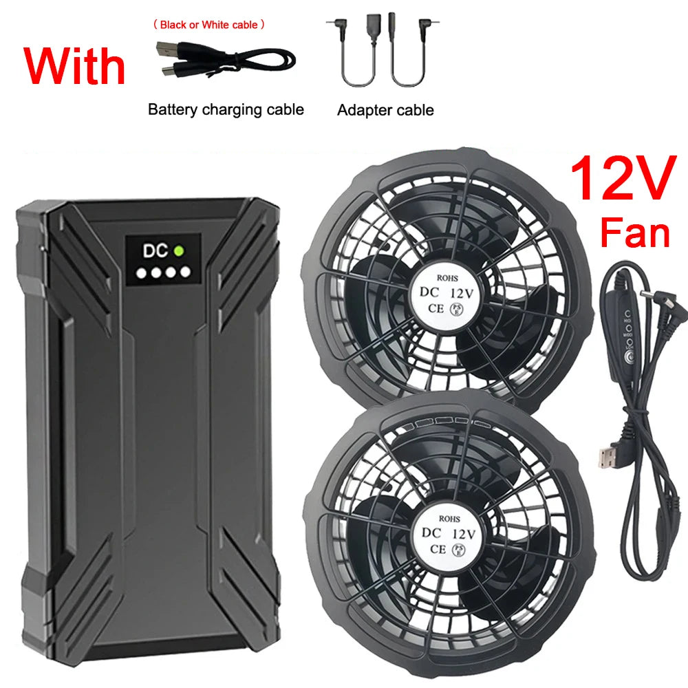 Portable Mobile External Spare Battery 30000mAh or 40000mAh DC Power Bank 5V 12V Vest Cooling Fan Outdoor PowerBank Batteries