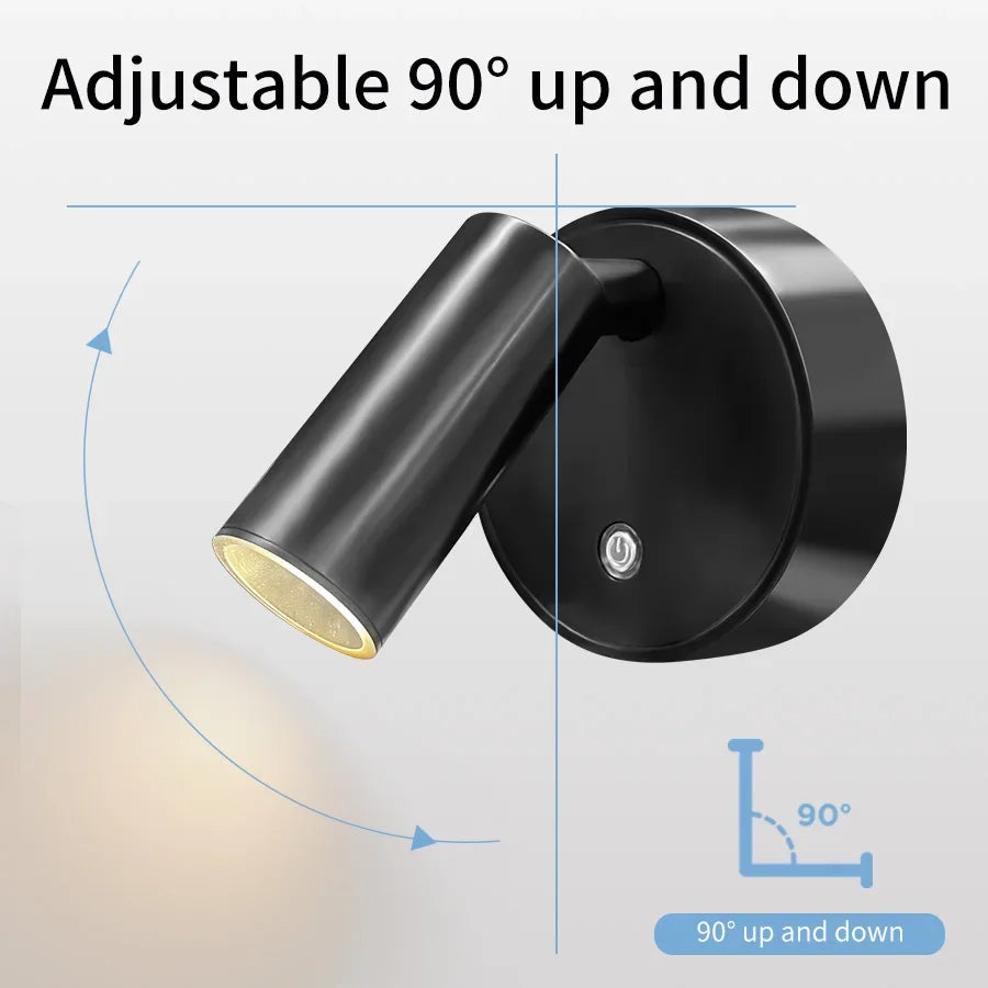 LED Night Lights Indoor Wall Lamp USB Rechargeable Night Lamp 3 Light Color Wall Light Touch Switch Bedroom Decor Wall Sconces