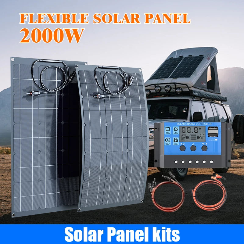12V 2000W 500W Professional Flexible Solar Panel Heavy Duty Waterproof Bendable Design for RV Boat and Off Grid Power Systems