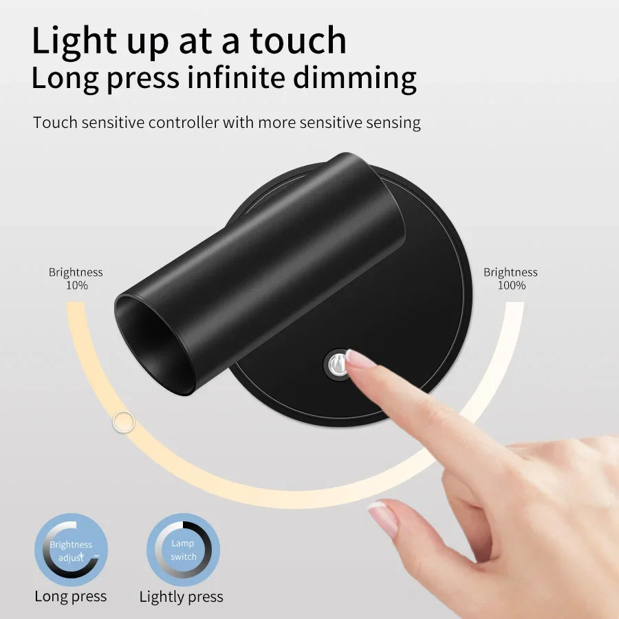 LED Night Lights Indoor Wall Lamp USB Rechargeable Night Lamp 3 Light Color Wall Light Touch Switch Bedroom Decor Wall Sconces