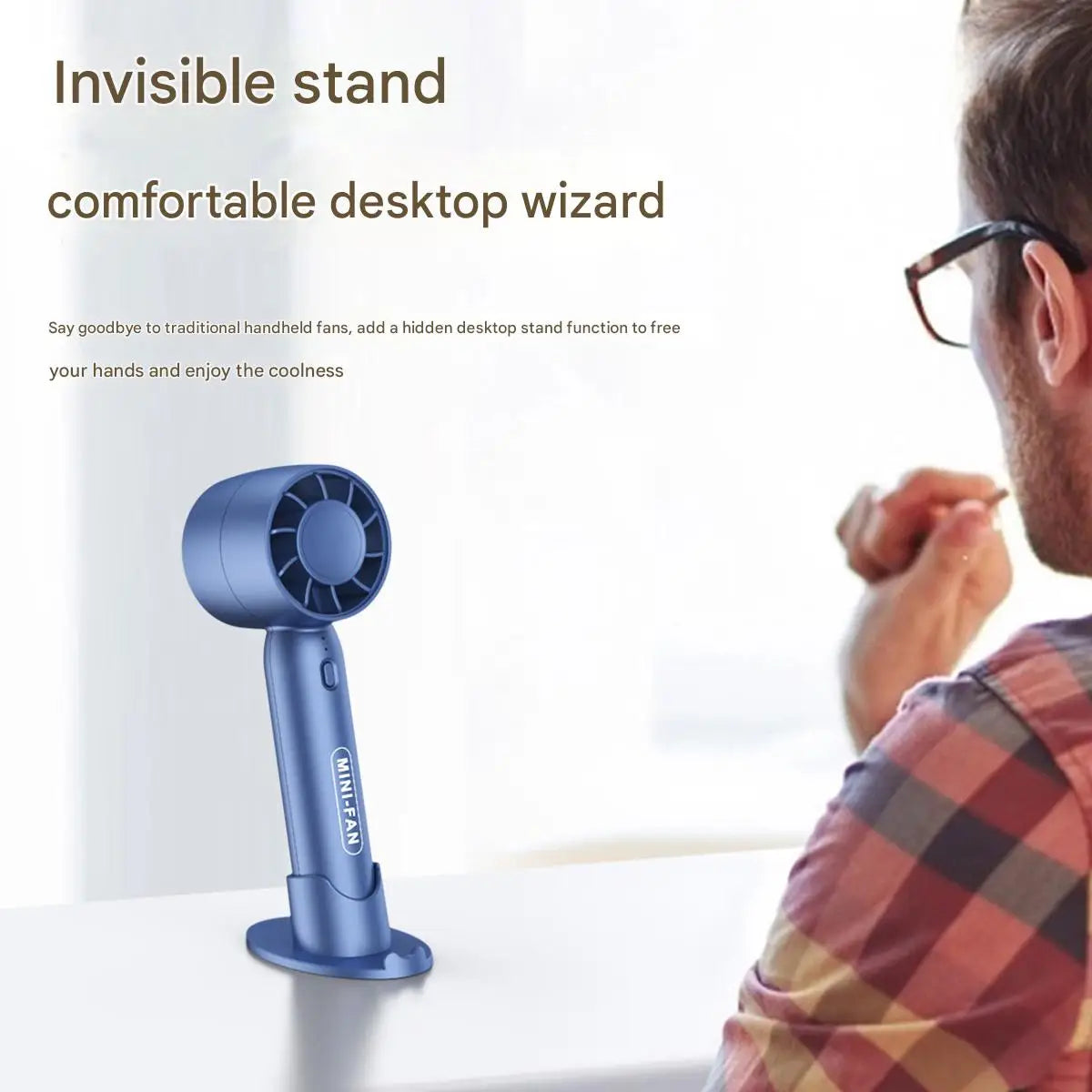 Ventilador portátil recargable USB con soporte